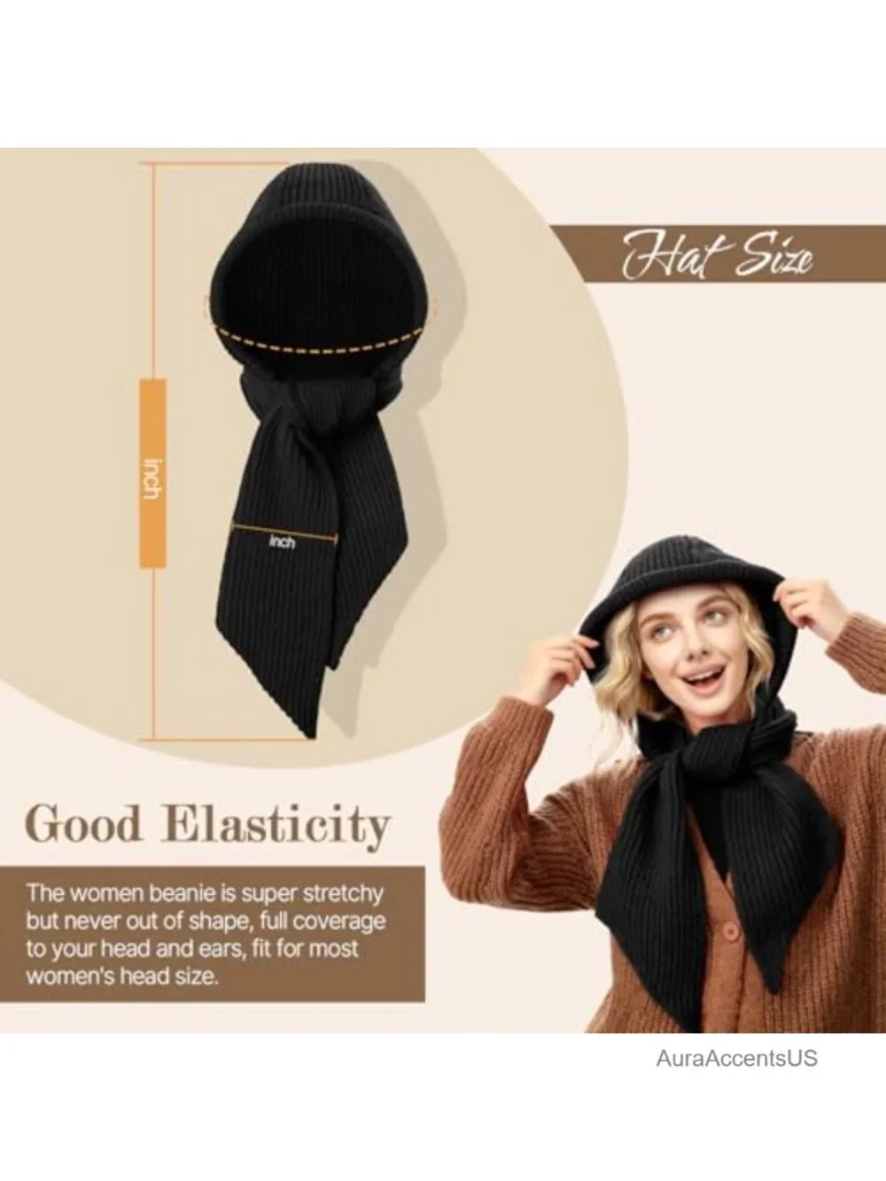Women's Knit Balaclava Beanie with Scarf - Winter Warmth